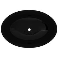 vidaxl Keramik Waschtisch Waschbecken Oval schwarz 40 x 33 cm - 