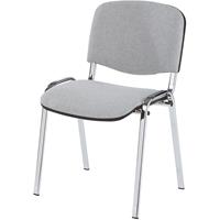 Bezoekersstoel, stapelbaar, rugleuning met bekleding, stoelframe verchroomd, bekleding grijs, VE = 2 stuks