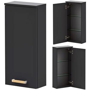 lomadox Badezimmer Hängeschrank DABO-04 in anthrazit mit Landhaus-Eiche, B/H/T: 32,7/72,3/16,25 cm - 