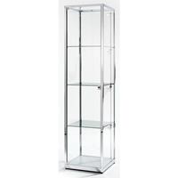 Zuilvitrine, hoogte 2000 mm, 1 draaideur, b x d = 400 x 400 mm, hoogglanzend verchroomd