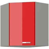 küchenpreisbombe Eckhängeschrank 58x58 Rose Hochglanz Rot + Grau Küchenzeile Küchenblock Vario - KÜCHEN PREISBOMBE