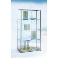 Staande vitrine, hoogte 2000 mm, 2 draaideuren, b x d = 800 x 400 mm, zilverkleurig geanodiseerd