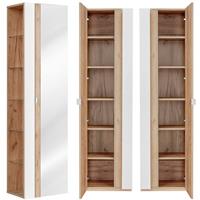 lomadox Badezimmer Hochschrank mit Spiegel TOSKANA-56 in Weiß-Hochglanz B/H/T ca. 45/170/33cm - 