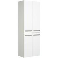 lomadox Bad Hochschrank 4-türig FES-4005-66 in Hochglanz Lack Polarweiß, mit Glaseinlegeböden - B/H/T: 60/168/33cm - 