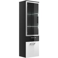 lomadox Hochschrank RIMAO-100 Hochglanz weiß, anthrazit, Glastür, B x H x T ca.: 40 x 134,5 x 30 cm - 