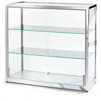certeo BST Vitrine, halbhoch - Höhe 910 mm, 2 Schiebetüren - BxT 1000 x 400 mm, - 