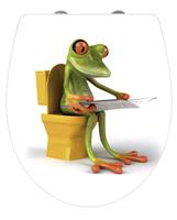 wenko WC-Sitz Hochglanz Acryl Frog News Toilettendeckel Toilettensitz WC Brille WC