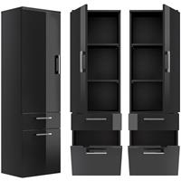 lomadox Hochschrank RIMAO-100 Hochglanz anthrazit, B x H x T ca.: 40 x 134,5 x 30 cm - 