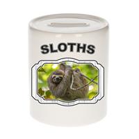 Bellatio Dieren liefhebber luiaard spaarpot 9 cm jongens en meisjes - keramiek - Cadeau spaarpotten luiaards liefhebber
