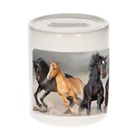 Bellatio Dieren paard foto spaarpot 9 cm jongens en meisjes - Cadeau spaarpotten paarden liefhebber