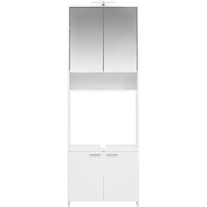 lomadox Waschbecken-Umbauschrank LUCKA-04 in weiß B/H/T ca. 68,5/197,2/19,7-32cm - 