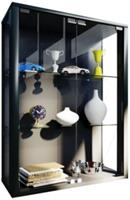 VCM Wandvitrine Sammelvitrine Glasvitrine Wand Vitrine Regal Schrank Glas Hängevitrine Udina, mit LED schwarz