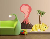 Klebefieber Wandtattoo Kinderzimmer No.MW91 Dinobande Trixi und Vulkan