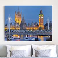 Leinwandbild London Big Ben und Westminster Palace in London bei Nacht