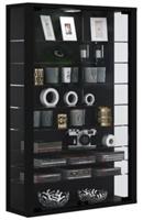 VCM Wandvitrine Sammelvitrine Glasvitrine Wand Vitrine Regal Schrank Glas Hängevitrine Vitrosa Mini, mit LED schwarz