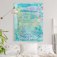 Klebefieber Leinwandbild Bunte Collage - Fische und Punkte