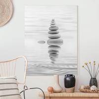Klebefieber Leinwandbild Steinturm im Wasser Schwarz-Weiß
