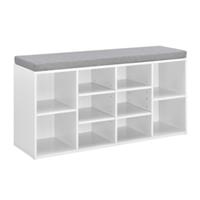 En.casa Schuhregal mit Sitzbank Schuhschrank mit Sitzkissen weiß