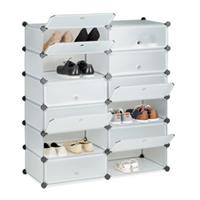 Relaxdays Schuhschrank mit 12 Fächern transparent