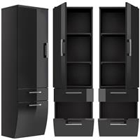 lomadox Hochschrank RIMAO-100 Hochglanz anthrazit, B x H x T ca.: 40 x 134,5 x 30 cm