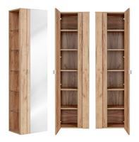 lomadox Badezimmer Hochschrank mit Spiegel TOSKANA-56 in Wotaneiche Nb. B/H/T ca. 45/170/33cm