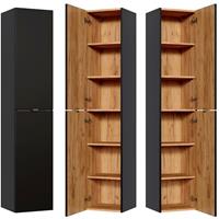 Badezimmer Hochschrank TOSKANA-BLACK-56 in seidenmatt anthrazit B/H/T ca. 35/170/33cm