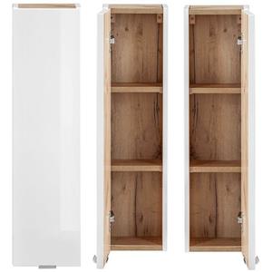 lomadox Badezimmer Hängeschrank TOSKANA-56 in Weiß-Hochglanz B/H/T ca. 20/75/16cm - 