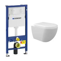 geberit UP100 toiletset met Creavit randloos toilet met bidetsproeier en softclose zitting