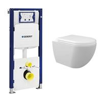 geberit UP320 toiletset met Creavit randloos toilet met bidetsproeier en softclose zitting