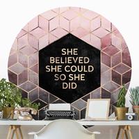 Klebefieber Runde Mustertapete selbstklebend She Believed She Could Rosé Gold