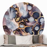 Klebefieber Runde Tapete selbstklebend Marmor Aquarell mit Gold