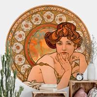 Klebefieber Runde Tapete selbstklebend Alfons Mucha - Edelsteine - Topas