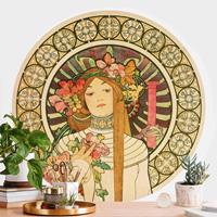 Klebefieber Runde Tapete selbstklebend Alfons Mucha - Werbeplakat für La Trappistine