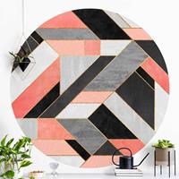 Klebefieber Runde Mustertapete selbstklebend Geometrie Rosa und Gold