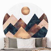 Klebefieber Runde Tapete selbstklebend Geometrische Berge Bronze