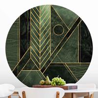 Klebefieber Runde Mustertapete selbstklebend Geometrische Formen Smaragd Gold