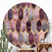 Klebefieber Runde Mustertapete selbstklebend Glasmalerei geometrisch Rosé Gold
