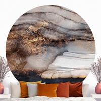 Klebefieber Runde Tapete selbstklebend Goldener Marmor gemalt