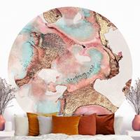 Klebefieber Runde Tapete selbstklebend Goldenes Aquarell Rosé