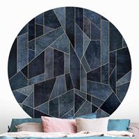 Klebefieber Runde Mustertapete selbstklebend Blaue Geometrie Aquarell