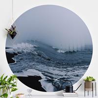 Klebefieber Runde Tapete selbstklebend Strand Geometrie trifft Welle