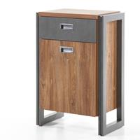 Industrial-Design Kommode DALLAS-61 Stirling Oak Nb. mit Matera Anthrazit B/H/T ca.: 54x81x35 cm