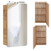 Spiegelschrank 40cm mit LED-Beleuchtung LUTON-56 WotaneicheNb. B/H/T ca. 40/75-80/16 cm