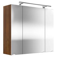 Spiegelschrank 80cm Walnuss Nb. RIMAO-100 mit LED-Beleuchtung, B x H x T: ca. 80 x 68 x 20 cm