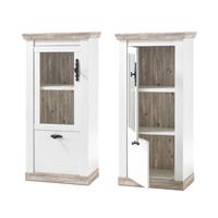 Vitrine FERNA-61 im Landhaus Stil Pinie weiß Nb. und Oslo Pinie dunkel Nb.inkl. LED B/H/T ca. 71x146x37cm