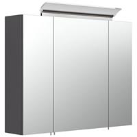 Spiegelschrank 80cm mit LED-Acryllampe ABUJA-02 in anthrazit Seidenglanz, B/H/T: 80/62/17cm