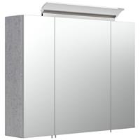 Badezimmer Spiegelschrank 80cm in Beton-Optik ABUJA-02 inkl. LED-Acryllampe, B/H/T: 80/62/17cm