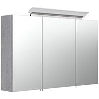 Badezimmer 100cm Spiegelschrank in Beton-Optik ABUJA-02 inkl. LED-Acryllampe, B/H/T: 100/62/17cm