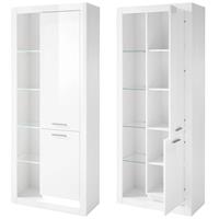 Vitrinenschrank Mailand-61, modernes und zeitloses Design, in Hochglanz Weiß - B/H/T: ca. 80/195/37 cm