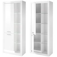 Vitrinenschrank Mailand-61 in Hochglanz Weiß - B/H/T: ca. 80/195/37 cm